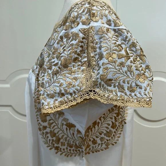 San Antonino Maxi Dress, Oaxaca Mexican dress. hand Embroidered. Silk Th… - Picture 9 of 10